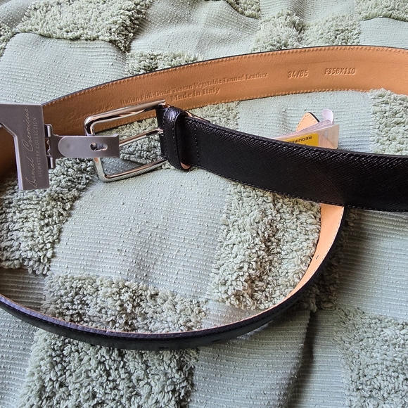 Daniel Cremieux Black Leather Belt with Silver Buckle - Picture 3 of 6